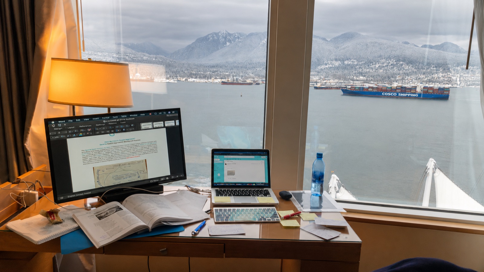 Vancouver harbour viewed from the Pan Pacific, where H&eacute;l&egrave;ne finalized the Dive Into a Coach Approach® methodology in January 2020.